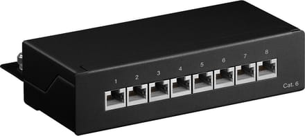 CAT6 Gigabit Desktop Patch Panel 1U met 8 poorten - afgeschermd / zwart