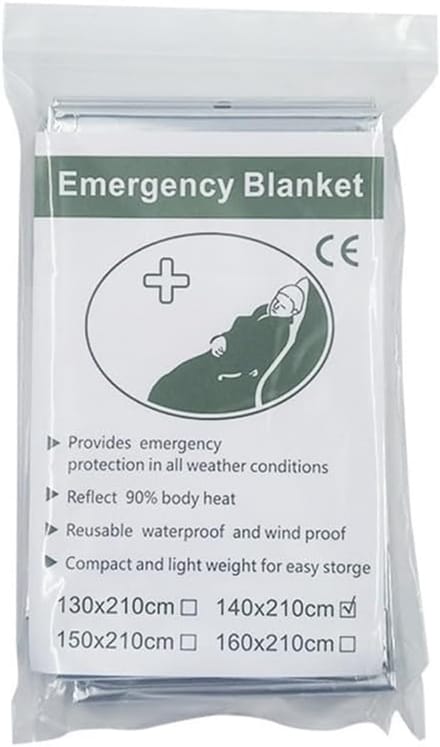 Nooddeken - Overlevingsdeken thermisch - Buiten survival - Warmte isolerend - 140x210cm - Zilver
