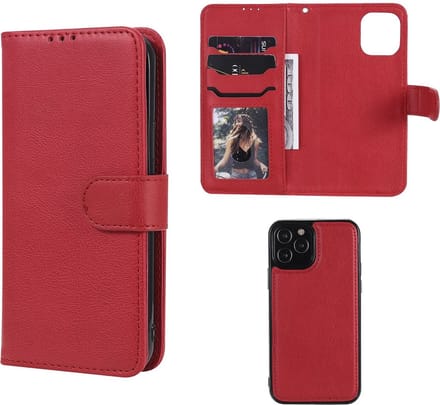 MobyDefend Hoesje - Geschikt voor iPhone 12 / iPhone 12 Pro - Luxe 2-in-1 Wallet Book Case Met Uitneembare Backcover - Rood