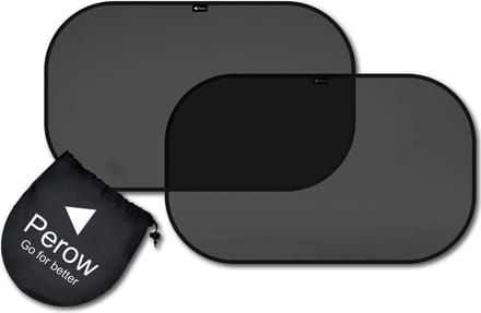 Perow - Zonnescherm Auto – UV Protectie – Zonnescherm auto kind - Baby - Zwart - Set van 2