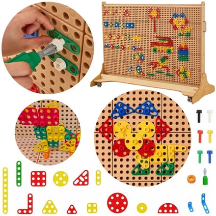 Masterkidz Set geometrische vormenblokken voor stamwandpanelen 260 stuks.
