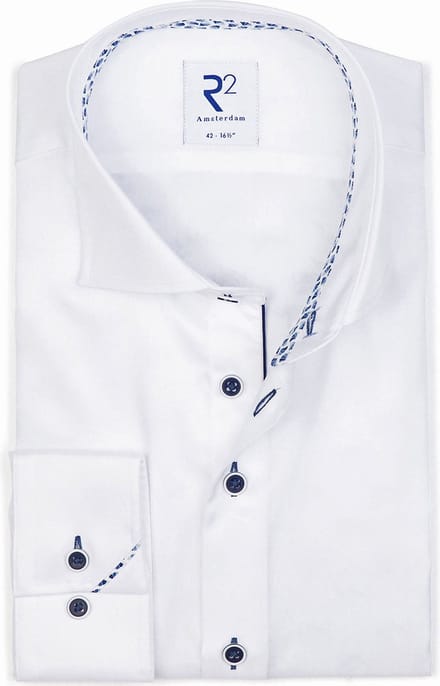 R2 Overhemd Twill Wit - Maat 37 - Heren - Overhemden Formeel