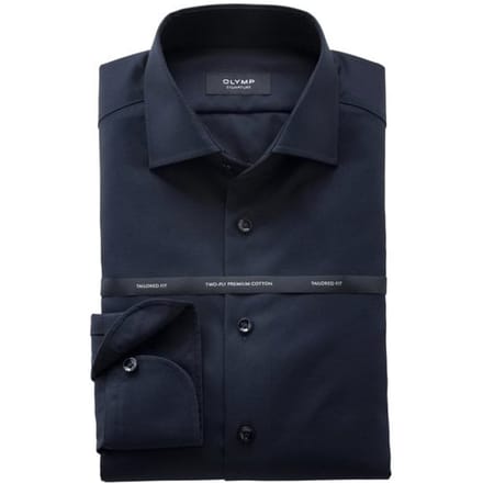 Olymp Signature Overhemd Twill Donkerblauw (navy) - Maat 43 - Heren - Overhemden Formeel