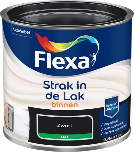 Flexa - Strak In De Lak Binnenlak Mat - Zwart - 250 Ml
