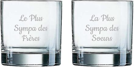 Whiskeyglas gegraveerd - 38cl - Le Plus Sympa des Frères & La Plus Sympa des Soeurs