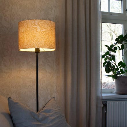 PR Home Vloerlamp Amy, geel/zwart, hoogte 150 cm, textiel, E27