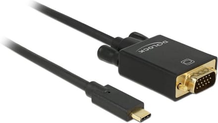 Premium USB-C naar VGA kabel met DP Alt Mode (1920 x 1200) / zwart - 2 meter