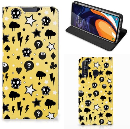 Mobiel BookCase Samsung Galaxy A60 Punk Geel