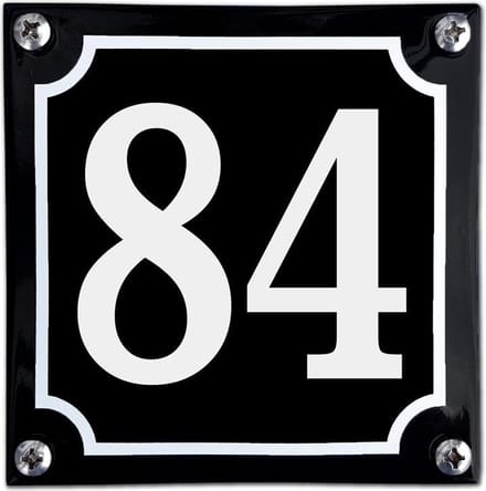 Zwart emaille huisnummer  - 84