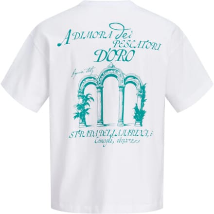Jack & Jones Heren Backprint T-Shirt JORCOTEDAZUR Wit/Turquoise - Maat L