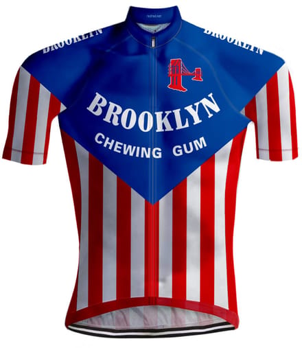 Retro Wielershirt Brooklyn Blauw/Rood - REDTED - M