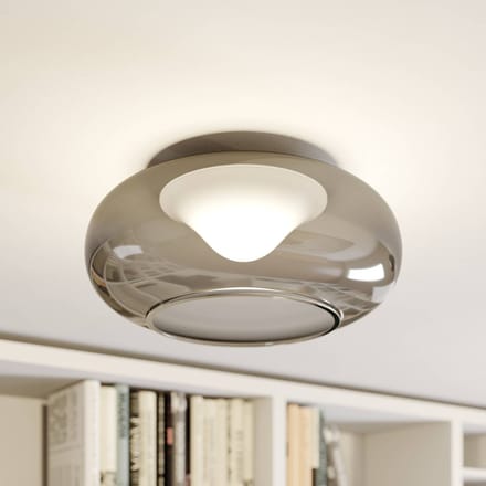 Lucande LED plafondlamp Mijo, Ø 43 cm, rookgrijs, glas