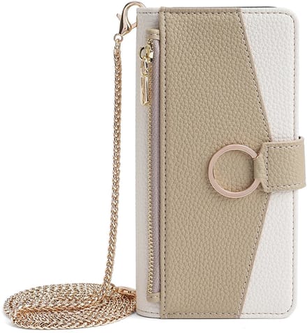 Modieuze Wallet Case – Geschikt voor Apple iPhone 16 Pro Max – Luxe Telefoonhoesje met Polsband en Schouderkoord - Wit