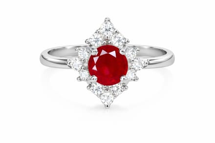 Natuurlijke Rode Robijn Ring van 925 Sterling Zilver - Damesring met CZ - Rode Edelsteen Ring