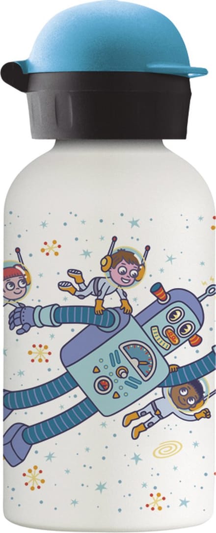 Laken drinkfles dubbelwandig isolerend met drinkdop en print, thermos