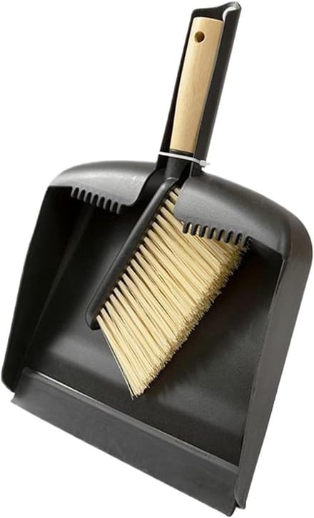 Stoffer en blik - Mini schoonmaakset - Snelle schoonmaak - Geïntegreerd kammechanisme - Compact ontwerp - Grijs