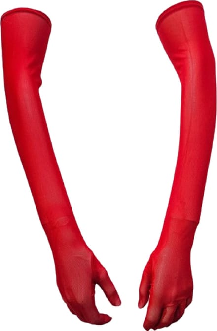 BamBella® - Handschoenen Panty stof Rood mesh onesize Sexy Lange Elastische handschoen