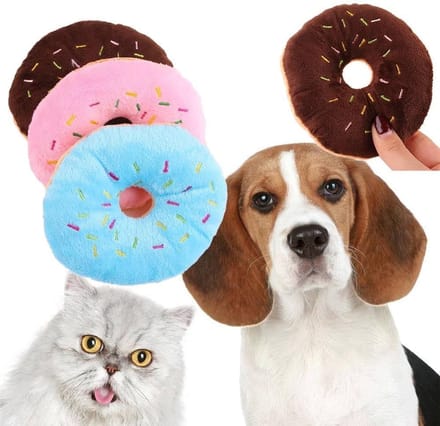 Hondenspeelgoed Donut - Pluche Knaagspeelgoed - Interactief Spelen - Zonder Vulling - 9 gram - Roze