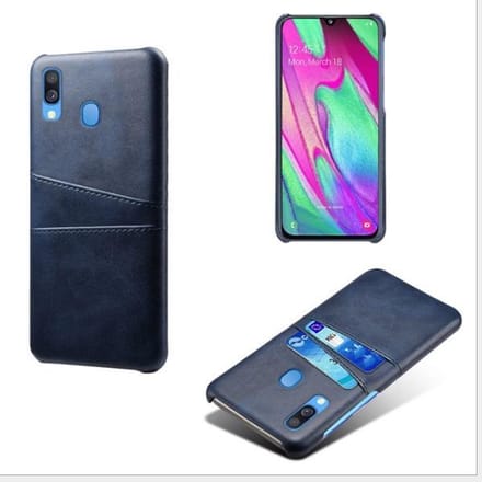 Back Cover met Opbergvakjes + Glas Screenprotector voor Galaxy A40 _ Blauw