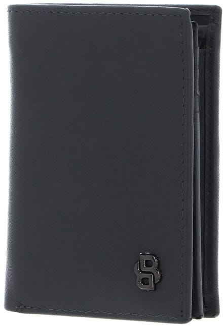 HUGO BOSS Leren portemonnee Double B Wallet Saffiano Grey grijs