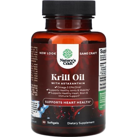 Nature'S Craft, Huile de Krill avec Astaxanthine, 30 Gélules Molles