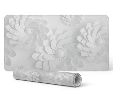 Antislip gaming bureaumat van vinyl met bloemenspiralen, 90x45 cm