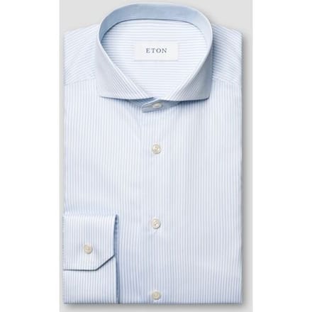 Eton Overhemd Fine Twill Stripe Extra Long Staple Cotton Licht Blauw / male