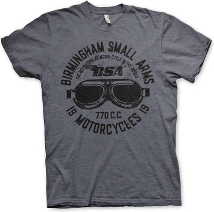 BSA Heren Tshirt -M- Birmingham Small Arms Goggles Grijs