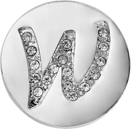 Quiges - Dames Click Button Drukknoop 18mm Alfabet W - EBCM167