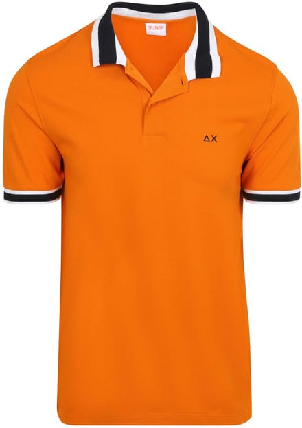 Sun68 Poloshirt Multistripes Collar Oranje - Maat M - Heren