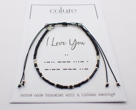Colure® morse code armband glanzendzwart I Love You
