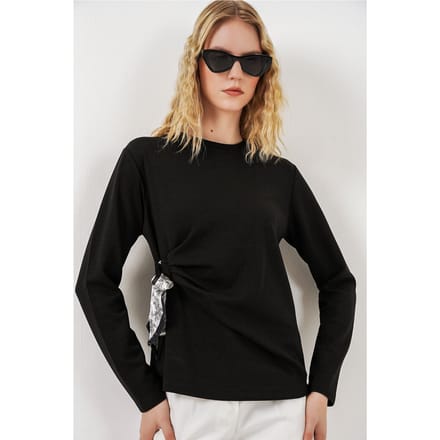 Dames Longsleeve T-shirt met Strikdetail