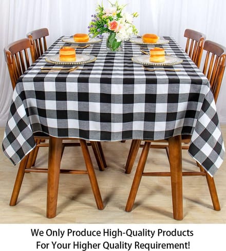 Rechthoekig Tafelkleed Zwart Wit Geruit Katoen - Gingham & Buffalo Check - Wasbaar