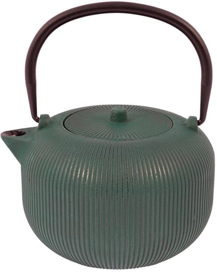Point-Virgule geribbelde theepot uit gietijzer 350ml interne emaillaag Forest Green