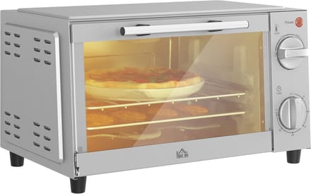 HOMCOM-Minibackofen-Metall, Edelstahl-35L x 24,6B x 20H cm-Silber