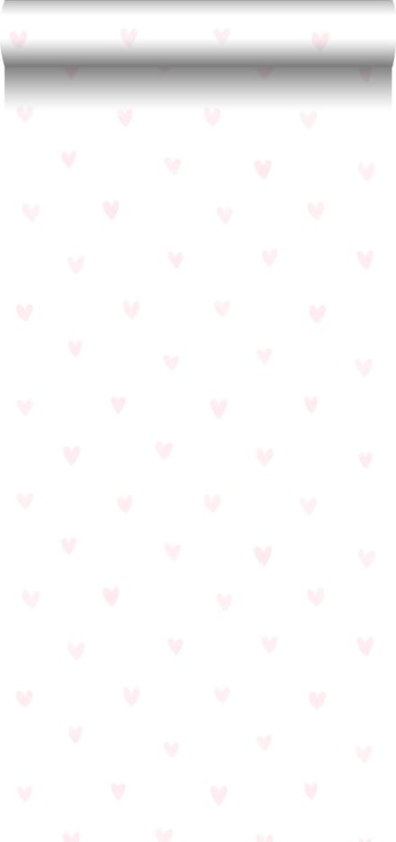 ESTAhome behang hartjes licht roze en wit - 53 cm x 10.05 m - 138915