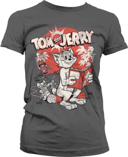 Tom And Jerry Dames Tshirt -S- Vintage Comic Grijs
