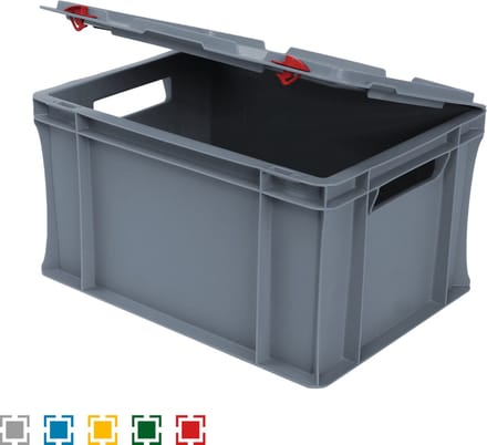 Alpac Stapelbak met deksel - Opbergbak - 400 x 300 x 240 mm - 20L - Grijs