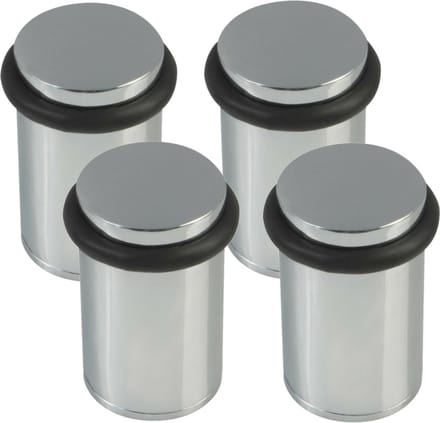 AMIG Deurstopper/deurbuffer - 4x - D32mm - inclusief schroeven - verchroomd
