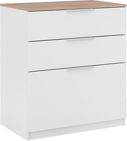 Vicco Betti Dressoir – 50 x 90 cm met 3 laden Wit/Sonoma