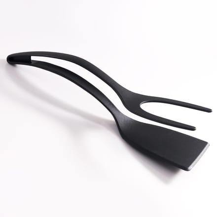 Multifunctionele 2-in-1 siliconen spatelgreep fliptang hittebestendig thuis keuken koken steak pannenkoek ei spatel clip zwart
