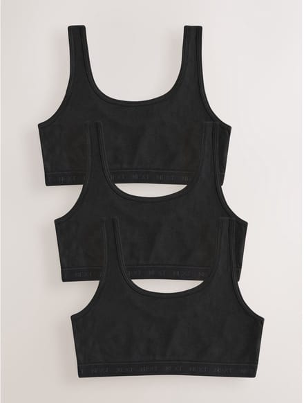 Next - Meisjes - Set van 3 korte Scoop tops - Zwart