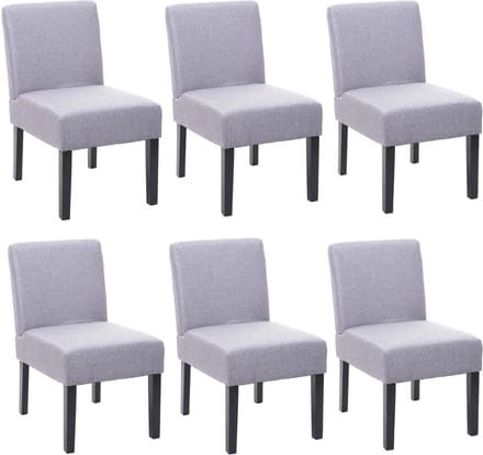 Set van 6 eetkamerstoel MCW-F61, stoel loungestoel, stof/textiel ~ grijs