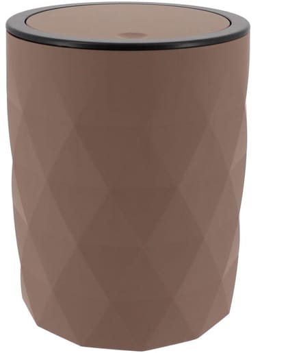 Tendance Badkamer prullenbak Diamond - bruin - kunststof - 8 x 34 cm