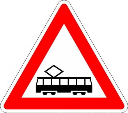 Tram kruising sticker, J14 100 mm