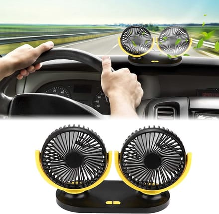 Auto Ventilator USB - Dubbele Autoventilator met 3 Snelheden - Verstelbare Koelventilator voor Auto Vrachtwagen Camper Caravan en Bureau