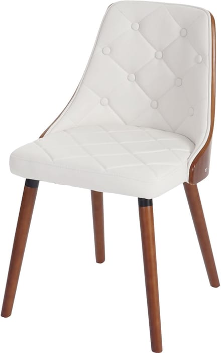 Set van 2 eetkamerstoelen MCW-A75, bezoekersstoel keukenstoel, walnoot-look gebogen hout ~ kunstleer wit