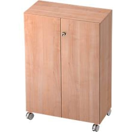 TOPAS LINE rolkast, 3 dossierhoogtes, afsluitbare deuren, notendecor/noten decor