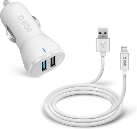 Sbs MFi car charger kit - auto oplader - 2100 mAh - 120 cm kabel