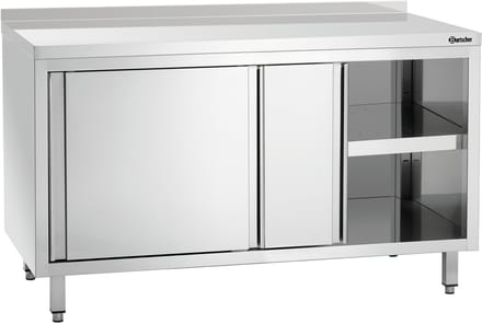 Bartscher Werkkast B1400 - RVS - 2 Schuifdeuren - Tussenschap - Achter rand - 1400x700x850mm